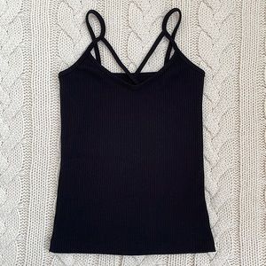 (Free When Bundled) Crisscross Spaghetti Strap Black Camisole